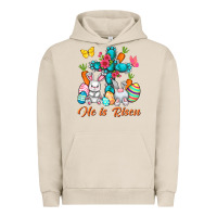 Pigment French Oak He is risen with Cross Easter Day Urban Hoodie - HowdyJamesFarm
