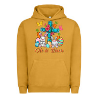 Pigment Peanut Butter He is risen with Cross Easter Day Urban Hoodie - HowdyJamesFarm