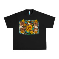 Black sunflower gemstone leopard cowhide horseshoe background Urban Heavy Tee - Artiststas