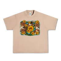 Burro sunflower gemstone leopard cowhide horseshoe background Urban Heavy Tee - Artiststas