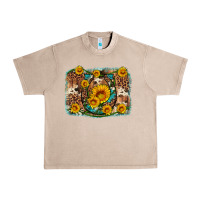 French Oak sunflower gemstone leopard cowhide horseshoe background Urban Heavy Tee - Artiststas