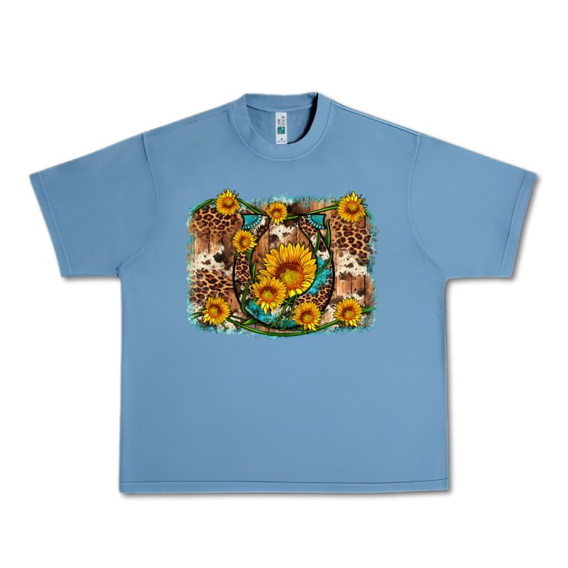Sunflower Gemstone Leopard Cowhide Horseshoe Background Urban Heavy Tee by Artiststas | Teevron
