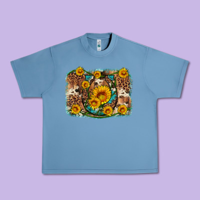 Sunflower Gemstone Leopard Cowhide Horseshoe Background Urban Heavy Tee Designed By Artiststas