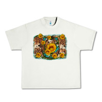 Pistachio sunflower gemstone leopard cowhide horseshoe background Urban Heavy Tee - Artiststas