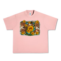 Salmon sunflower gemstone leopard cowhide horseshoe background Urban Heavy Tee - Artiststas