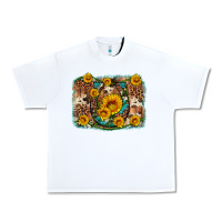 White sunflower gemstone leopard cowhide horseshoe background Urban Heavy Tee - Artiststas