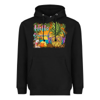 Black hello summer pineapple Heavyweight Hoodie - BarkalooDesign