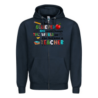 Navy she believed she could change the world so she bec Zipper Hoodie - NancyCooperArtShop