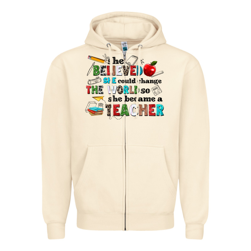 She Believed She Could Change The World So She Bec Zipper Hoodie by NancyCooperArtShop | Teevron