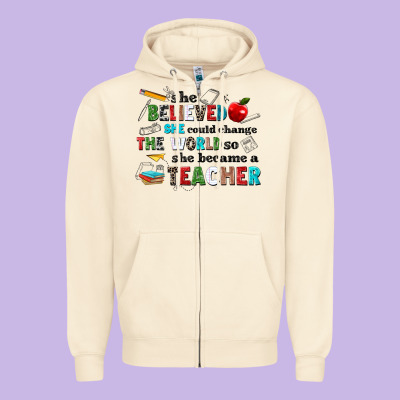 She Believed She Could Change The World So She Bec Zipper Hoodie Designed By Nancycooperartshop