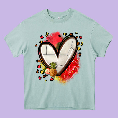 Fruits And Volleyball Heart Heavy Core Tee Designed By Zillion Design Studio