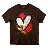 Chocolate Brown fruits and volleyball heart Heavy Core Tee - Zillion Design Studio