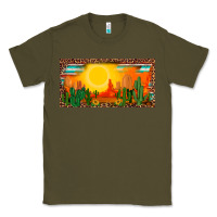 Army Green western  sunset cactus leopard serape   license plate template Classic Tee - BarkalooDesign