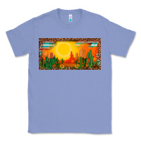 Colony Blue western  sunset cactus leopard serape   license plate template Classic Tee - BarkalooDesign