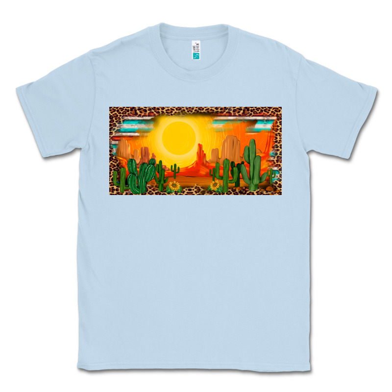Western  Sunset Cactus Leopard Serape   License Plate Template Classic Tee by BarkalooDesign | Teevron