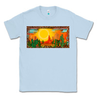 Dusty Blue western  sunset cactus leopard serape   license plate template Classic Tee - BarkalooDesign