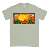 Matcha western  sunset cactus leopard serape   license plate template Classic Tee - BarkalooDesign