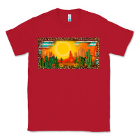 Red western  sunset cactus leopard serape   license plate template Classic Tee - BarkalooDesign