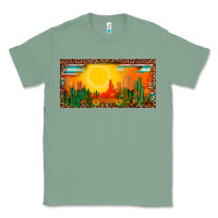 Sage western  sunset cactus leopard serape   license plate template Classic Tee - BarkalooDesign