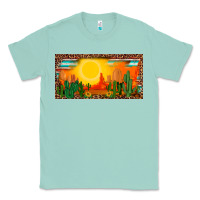 Seafoam western  sunset cactus leopard serape   license plate template Classic Tee - BarkalooDesign