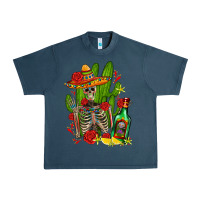 Midnight Navy skeleton with sombrero and tequila Urban Heavy Tee - AdoDesignShop