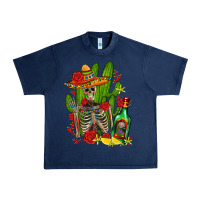 Navy skeleton with sombrero and tequila Urban Heavy Tee - AdoDesignShop