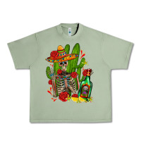 Oil Green skeleton with sombrero and tequila Urban Heavy Tee - AdoDesignShop