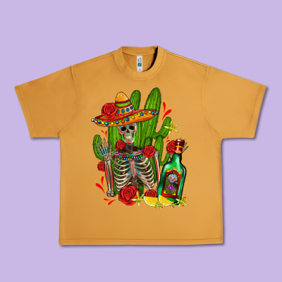 Skeleton With Sombrero And Tequila Urban Heavy Tee Designed By Adodesignshop