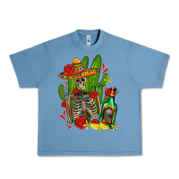 Pebble Blue skeleton with sombrero and tequila Urban Heavy Tee - AdoDesignShop
