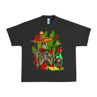 Pigment Black skeleton with sombrero and tequila Urban Heavy Tee - AdoDesignShop