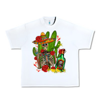 White skeleton with sombrero and tequila Urban Heavy Tee - AdoDesignShop