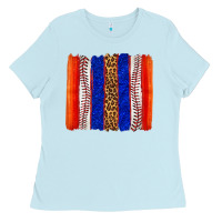Baby Blue baseball brush strokes Ladies Tee - texasbilliewilder