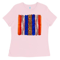 Bubblegum Pink baseball brush strokes Ladies Tee - texasbilliewilder