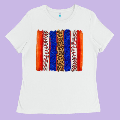 Ladies Tee baseball brush strokes