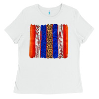 White baseball brush strokes Ladies Tee - texasbilliewilder