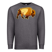 Charcoal Heather Desert Landscape Bison Silhouette Premium Sweatshirt - Bettercallsaul