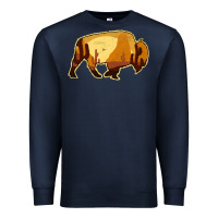 Navy Desert Landscape Bison Silhouette Premium Sweatshirt - Bettercallsaul