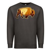 Desert Landscape Bison Silhouette Premium Sweatshirt | Teevron