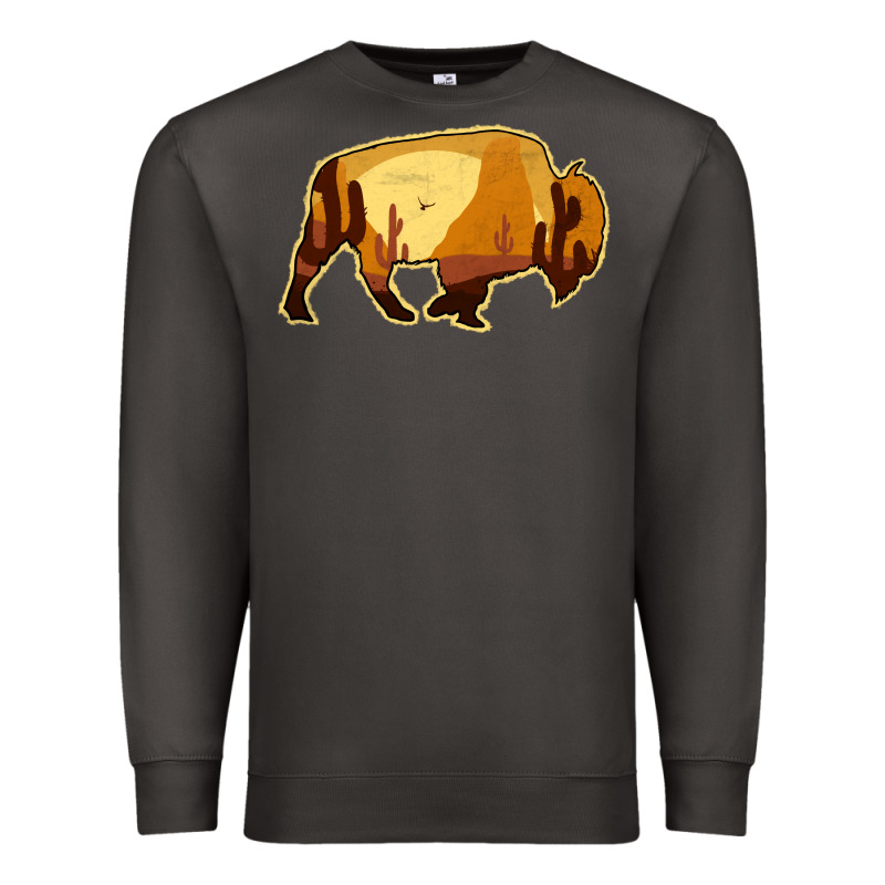 Desert Landscape Bison Silhouette Premium Sweatshirt by Bettercallsaul | Teevron