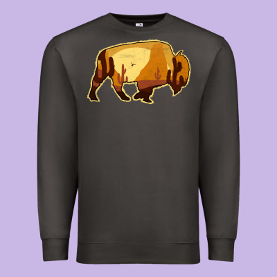 Desert Landscape Bison Silhouette Premium Sweatshirt Designed By Bettercallsaul