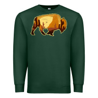 Sports Green Desert Landscape Bison Silhouette Premium Sweatshirt - Bettercallsaul