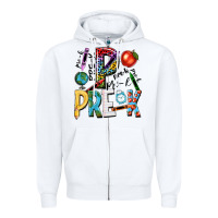 White pre k Zipper Hoodie - NancyCooperArtShop