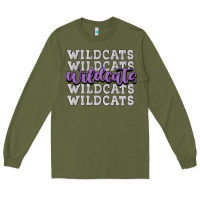 Army Green wildcats football Long Sleeve Tee - MaliasSmallBusiness