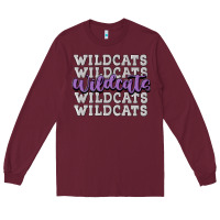 Burgundy wildcats football Long Sleeve Tee - MaliasSmallBusiness