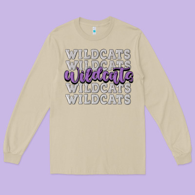 Wildcats Football Long Sleeve Tee Designed By Maliassmallbusiness