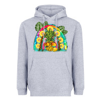 Heather Grey pineapple rainbow Heavyweight Hoodie - BarkalooDesign