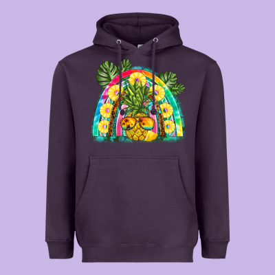 Pineapple Rainbow Heavyweight Hoodie Designed By Barkaloodesign