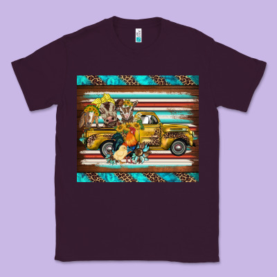 Western Truck Farm Animals Serape Leopard Turquoise's Classic Tee Designed By Barkaloodesign