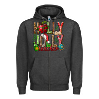 Charcoal Heather holly jolly teacher Zipper Hoodie - NancyCooperArtShop