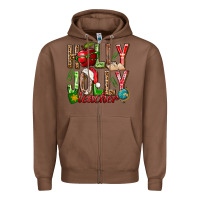 Chestnut holly jolly teacher Zipper Hoodie - NancyCooperArtShop
